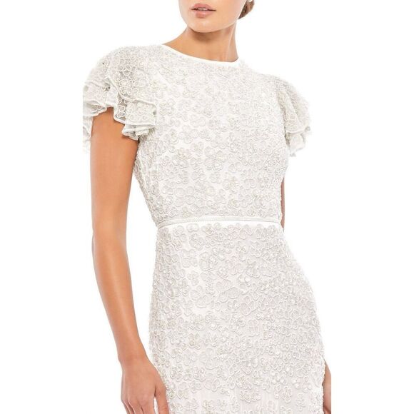 NWT Mac Duggal 10748 White Floral Beaded Gown Dress Size 4 $598 - Picture 3 of 14